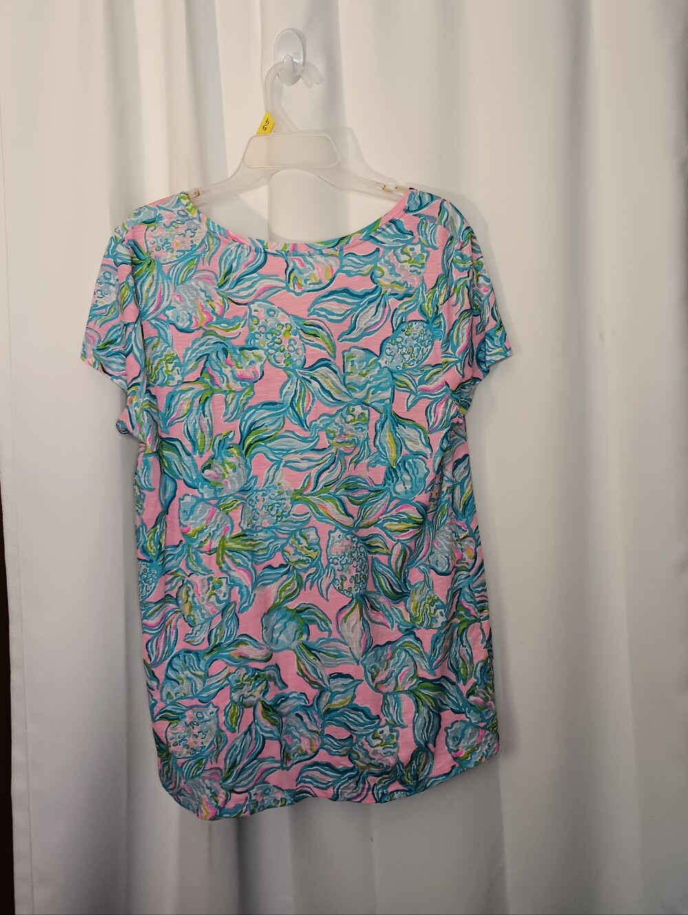 Lilly Pulitzer Womens Etta Pelican Pink Off The Scales Cotton Top Large Beachy - Picture 4 of 9